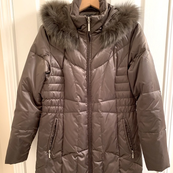 Platinum 🤎 Fox Fur Down Long Winter Coat - Picture 2 of 16